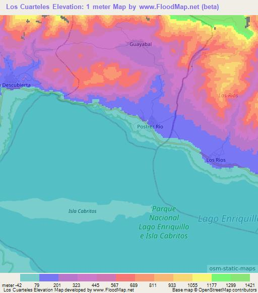 Los Cuarteles,Dominican Republic Elevation Map