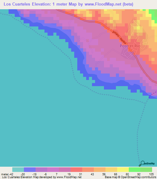 Los Cuarteles,Dominican Republic Elevation Map