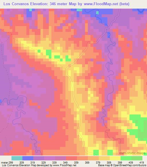 Los Corvanos,Dominican Republic Elevation Map