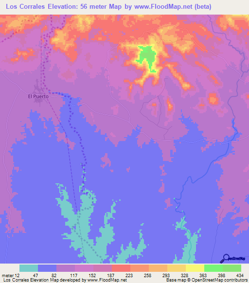 Los Corrales,Dominican Republic Elevation Map