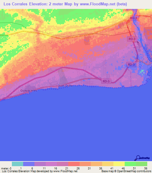 Los Corrales,Dominican Republic Elevation Map