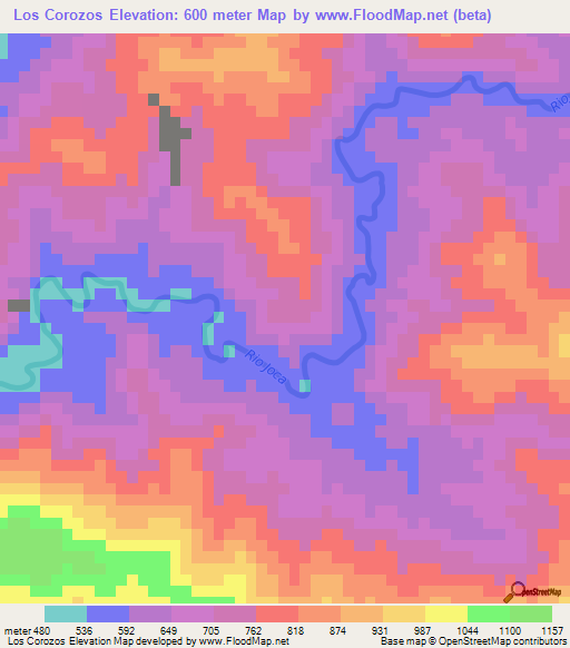 Los Corozos,Dominican Republic Elevation Map