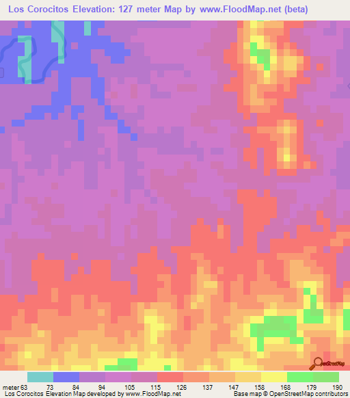 Los Corocitos,Dominican Republic Elevation Map