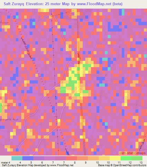 Saft Zurayq,Egypt Elevation Map