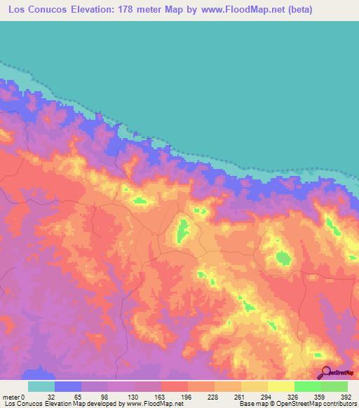 Los Conucos,Dominican Republic Elevation Map