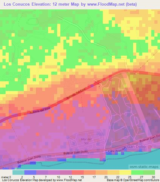 Los Conucos,Dominican Republic Elevation Map