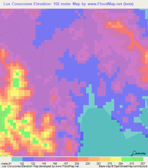 Los Conucones,Dominican Republic Elevation Map