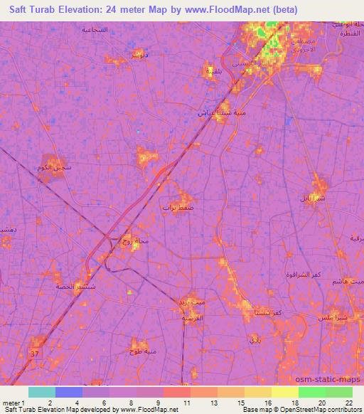 Saft Turab,Egypt Elevation Map