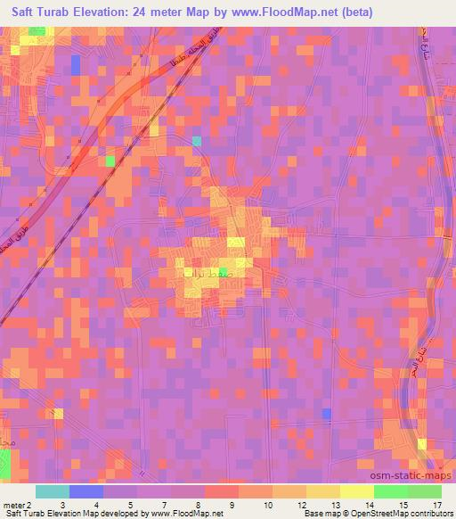 Saft Turab,Egypt Elevation Map