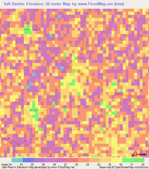 Saft Rashin,Egypt Elevation Map