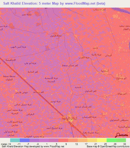 Saft Khalid,Egypt Elevation Map