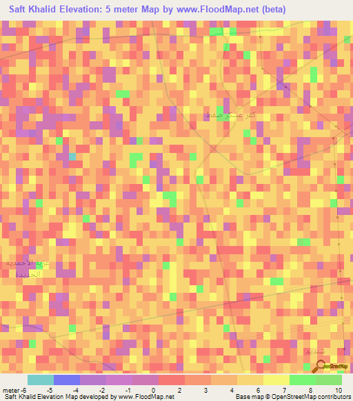 Saft Khalid,Egypt Elevation Map