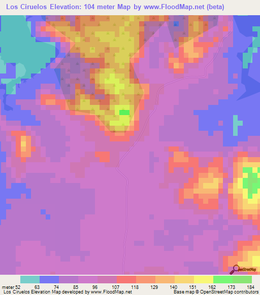 Los Ciruelos,Dominican Republic Elevation Map