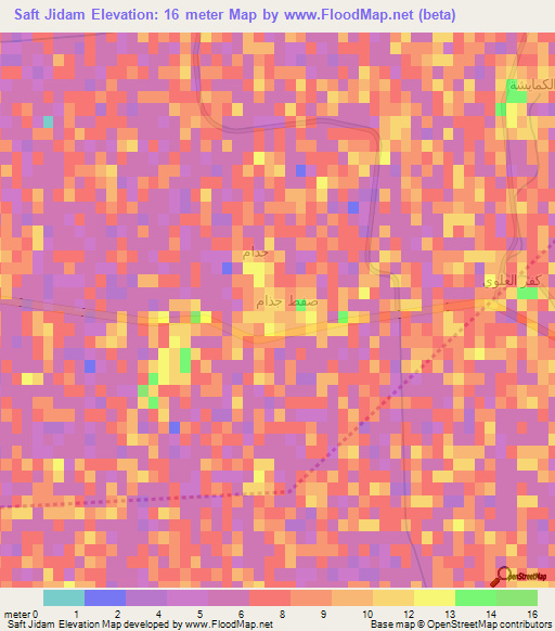 Saft Jidam,Egypt Elevation Map