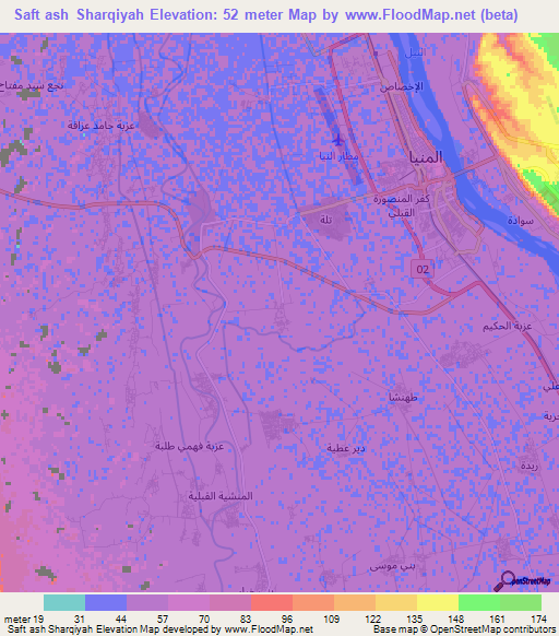 Saft ash Sharqiyah,Egypt Elevation Map