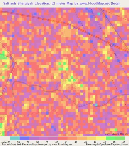 Saft ash Sharqiyah,Egypt Elevation Map