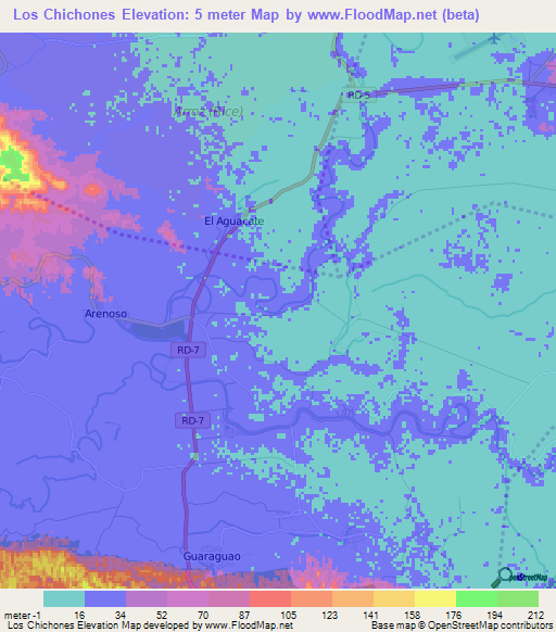 Los Chichones,Dominican Republic Elevation Map