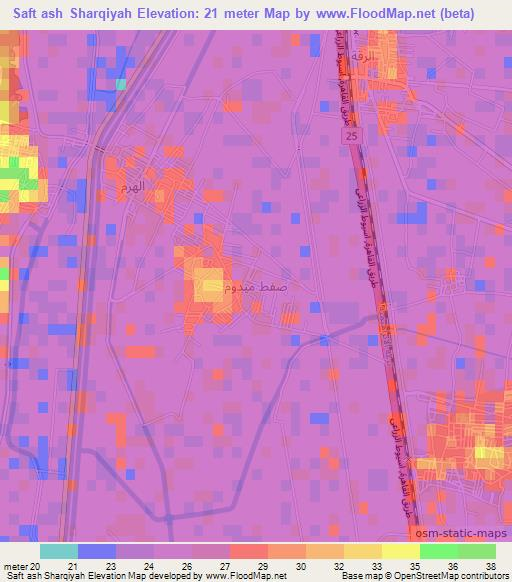 Saft ash Sharqiyah,Egypt Elevation Map