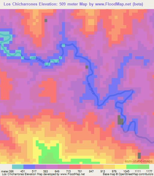 Los Chicharrones,Dominican Republic Elevation Map