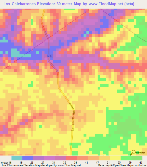 Los Chicharrones,Dominican Republic Elevation Map