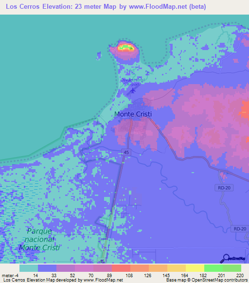 Los Cerros,Dominican Republic Elevation Map