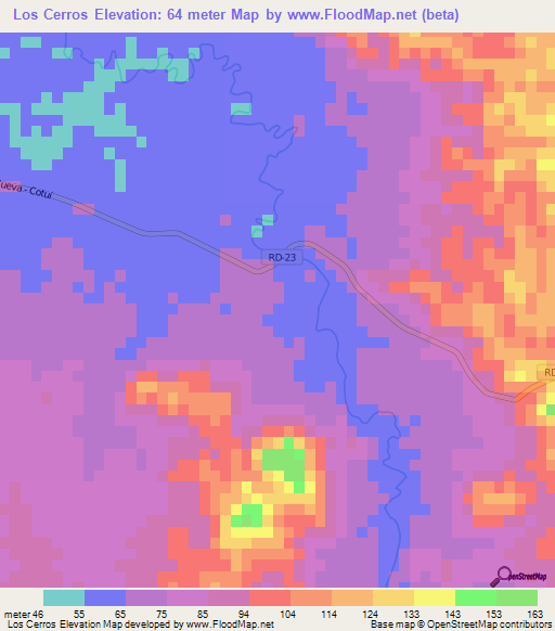 Los Cerros,Dominican Republic Elevation Map