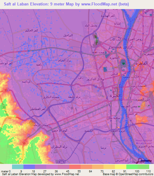 Saft al Laban,Egypt Elevation Map