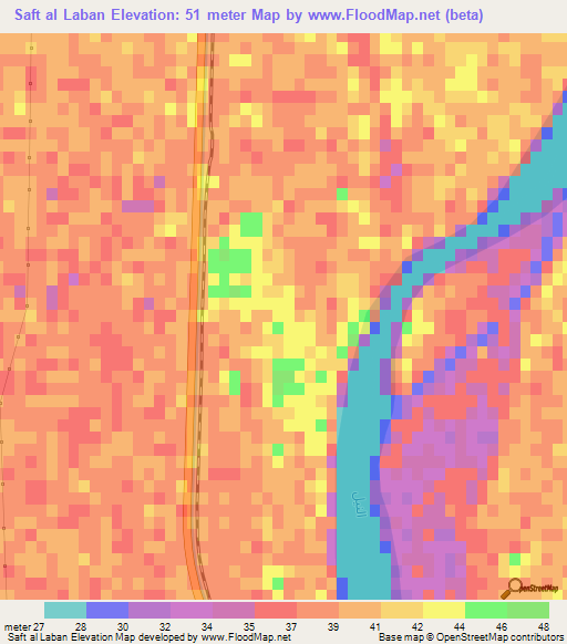 Saft al Laban,Egypt Elevation Map