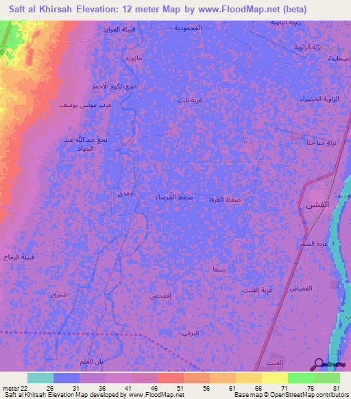 Saft al Khirsah,Egypt Elevation Map