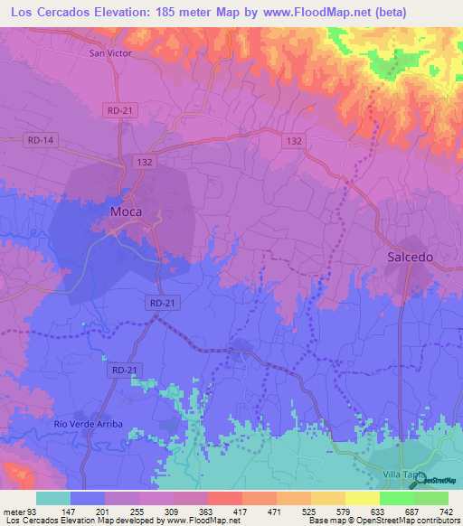 Los Cercados,Dominican Republic Elevation Map