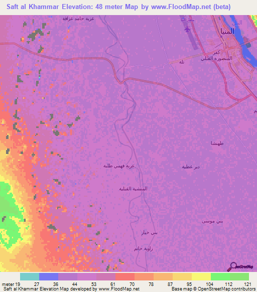 Saft al Khammar,Egypt Elevation Map