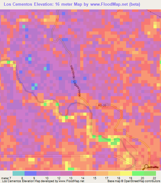 Los Cementos,Dominican Republic Elevation Map