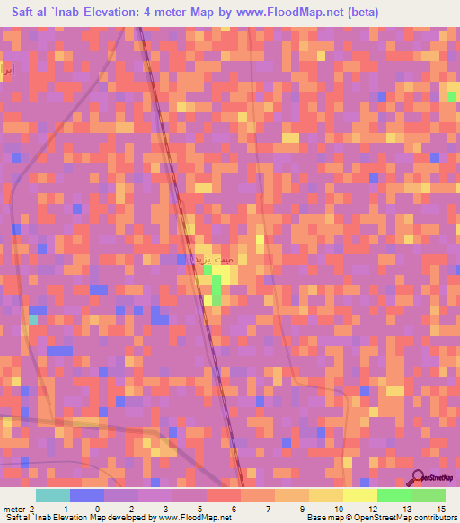 Saft al `Inab,Egypt Elevation Map