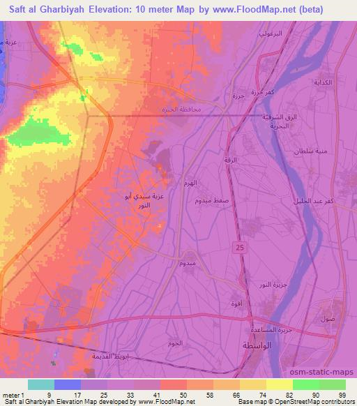 Saft al Gharbiyah,Egypt Elevation Map