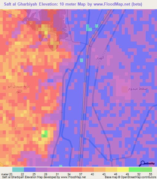 Saft al Gharbiyah,Egypt Elevation Map