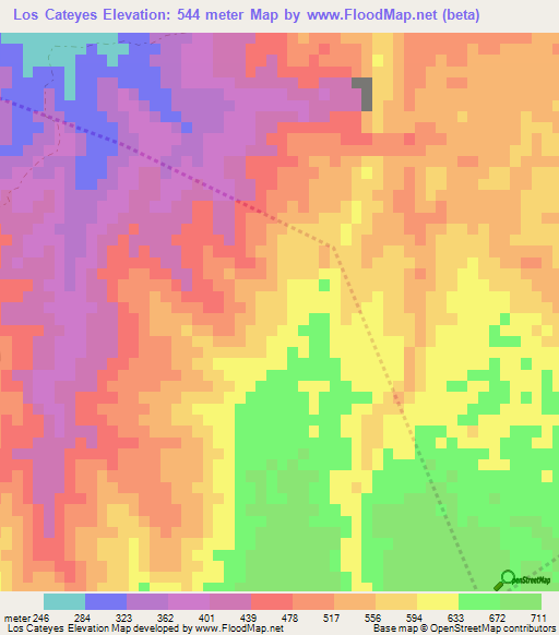 Los Cateyes,Dominican Republic Elevation Map