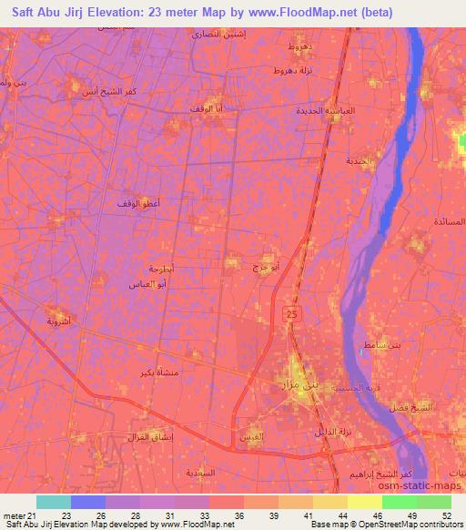 Saft Abu Jirj,Egypt Elevation Map