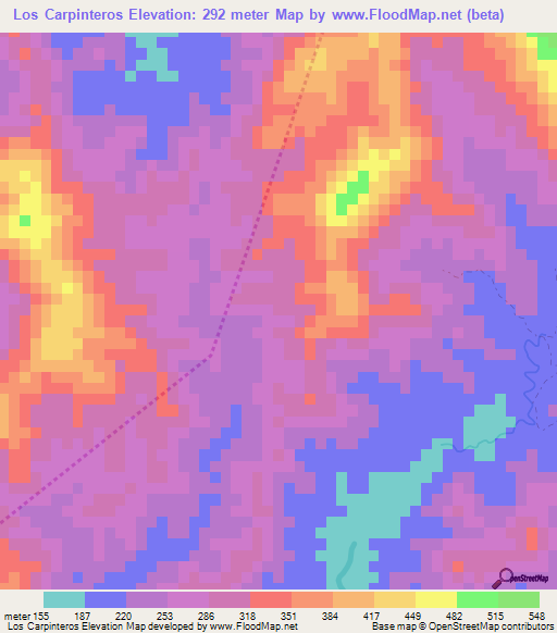 Los Carpinteros,Dominican Republic Elevation Map