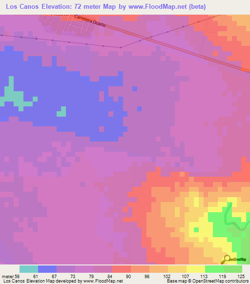 Los Canos,Dominican Republic Elevation Map