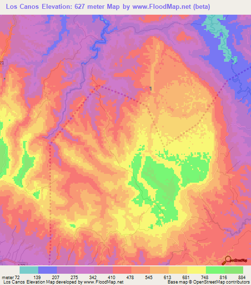 Los Canos,Dominican Republic Elevation Map