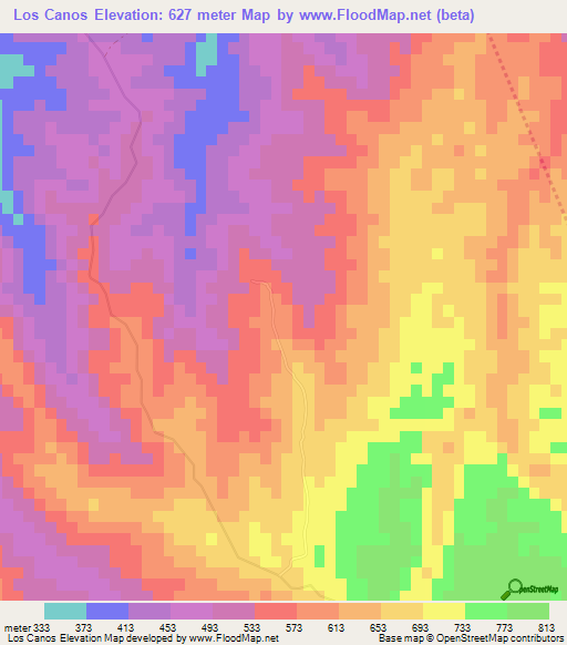 Los Canos,Dominican Republic Elevation Map