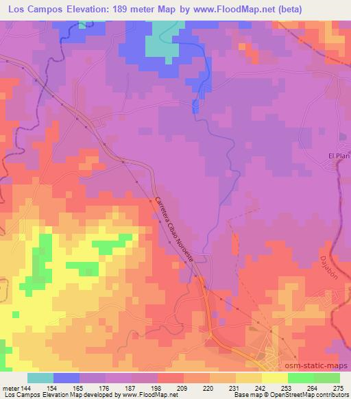 Los Campos,Dominican Republic Elevation Map