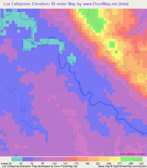 Los Callejones,Dominican Republic Elevation Map