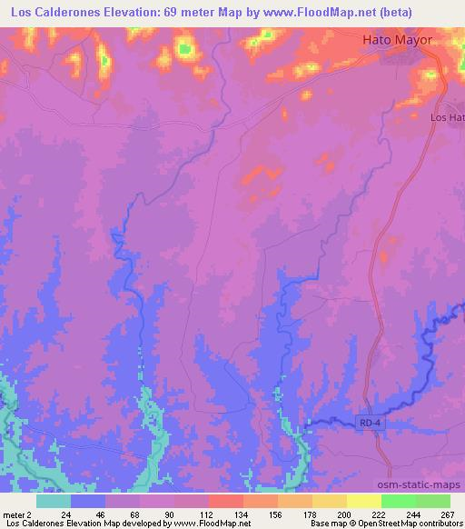 Los Calderones,Dominican Republic Elevation Map