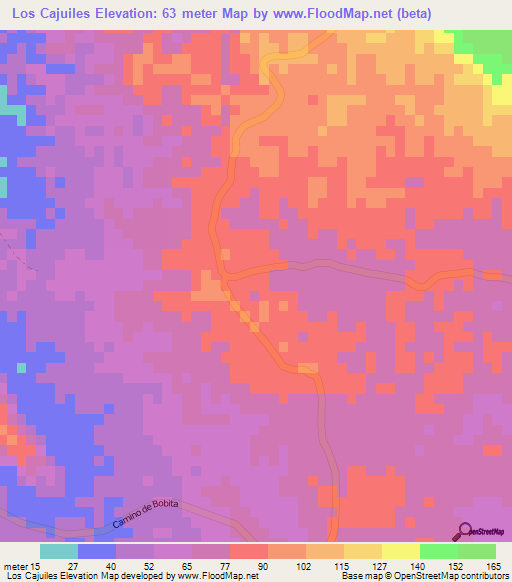 Los Cajuiles,Dominican Republic Elevation Map