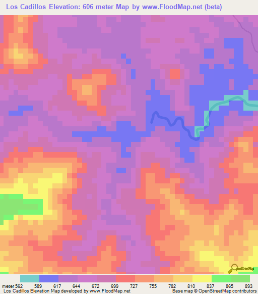 Los Cadillos,Dominican Republic Elevation Map