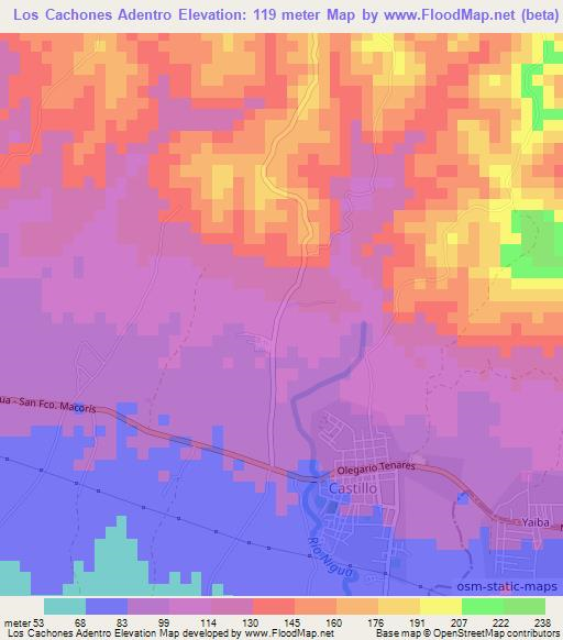 Los Cachones Adentro,Dominican Republic Elevation Map