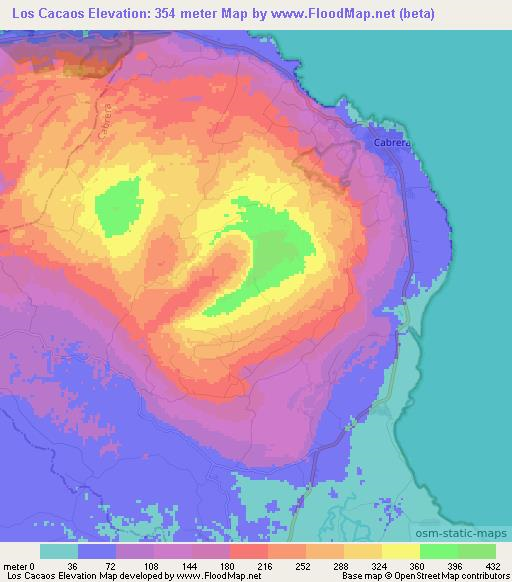 Los Cacaos,Dominican Republic Elevation Map