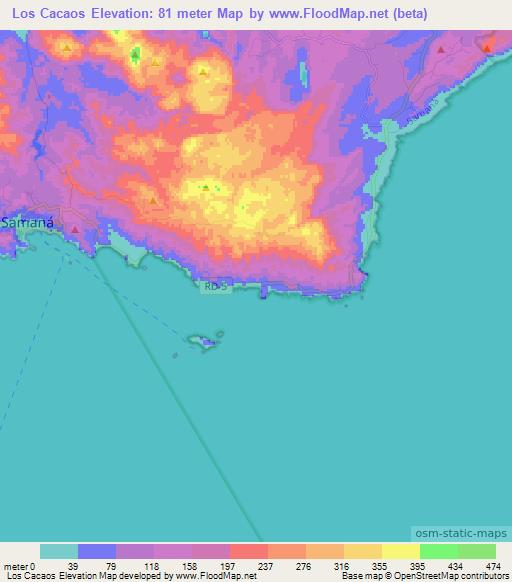 Los Cacaos,Dominican Republic Elevation Map