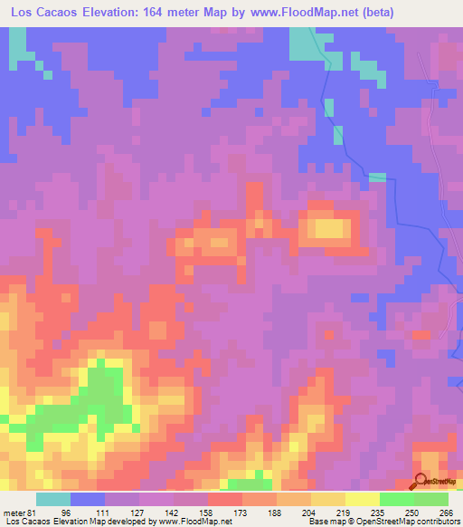 Los Cacaos,Dominican Republic Elevation Map